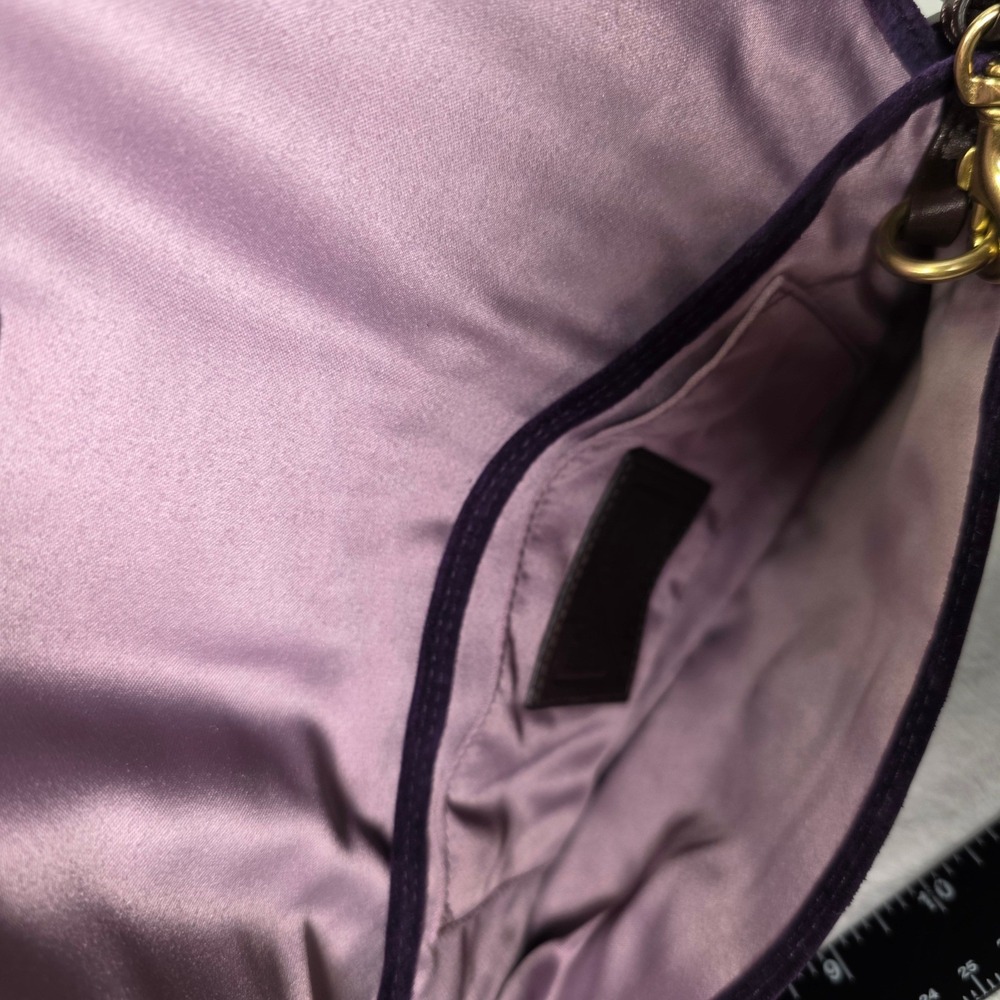 Coach Soho Purple Suede Leather Flap Shoulder Bag Buckle Gold Charm 42054 - Picture 5 of 16